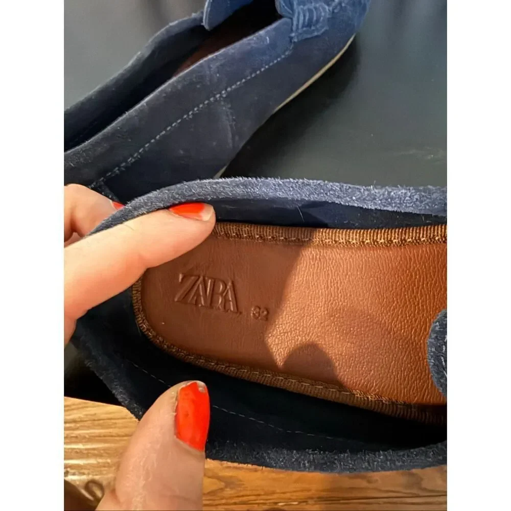 Zara navy blue suede loafers size 32/1 kids